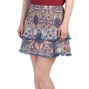 Printed smocked skirt